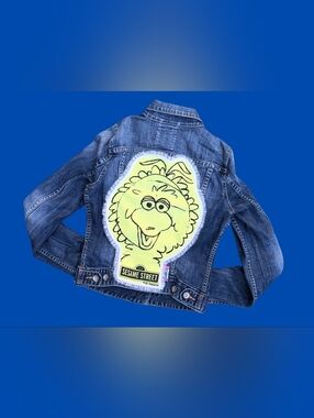 Handmade, Upcycled Sesame Street, Big Bird Jacket Size S, US 4